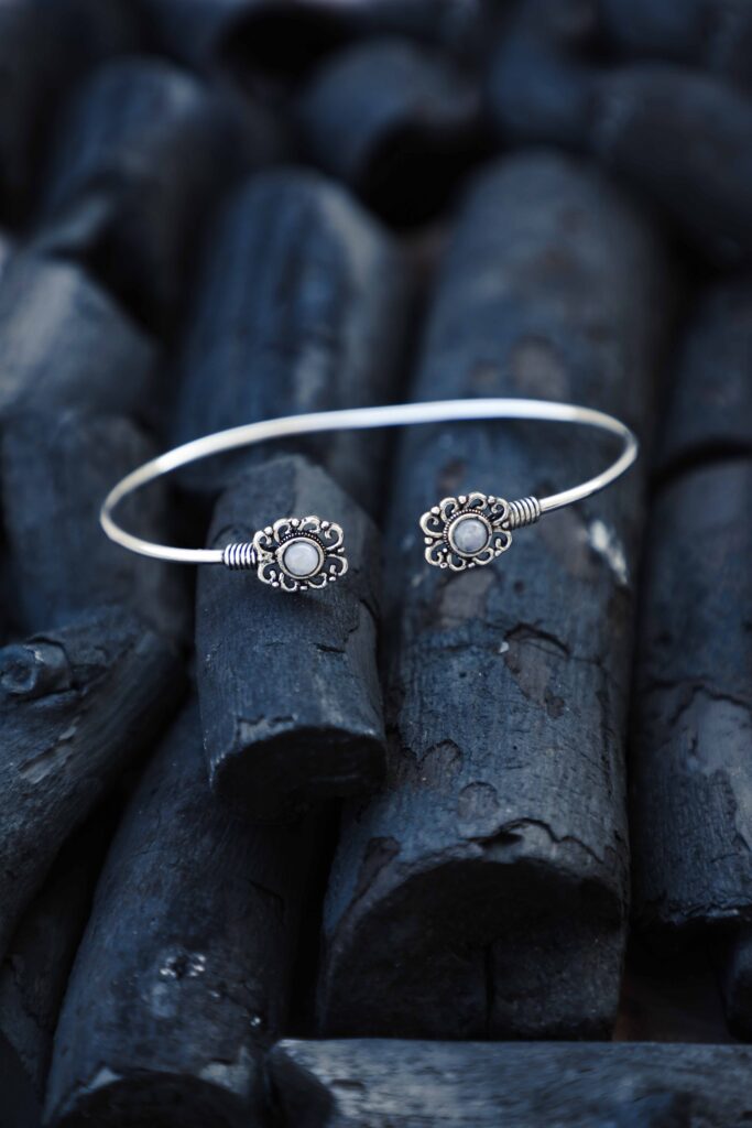 Floral Charm Brass Cuff