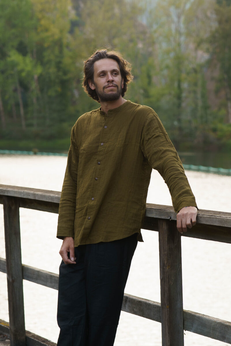 Bohemian Olive Green Wanderer Camicia
