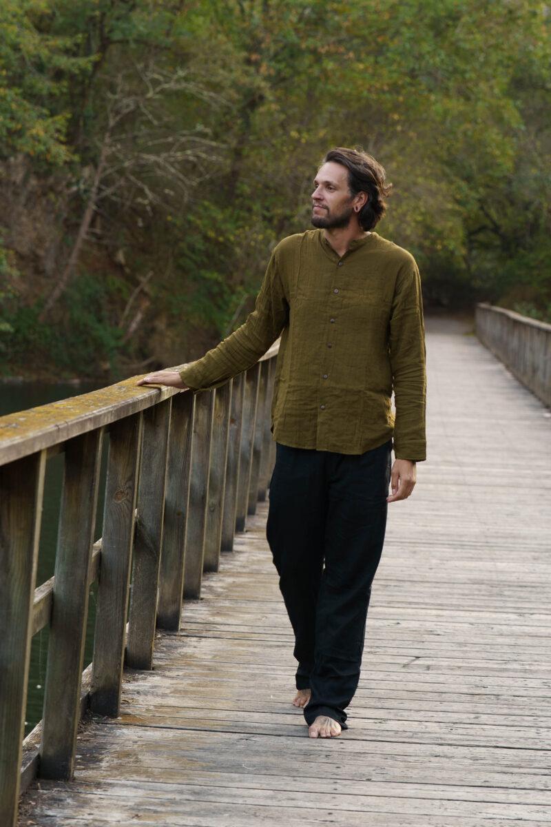 Bohemian Olive Green Wanderer Camicia