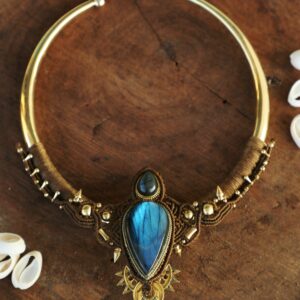 Moonflare Labradorite Brass Necklace