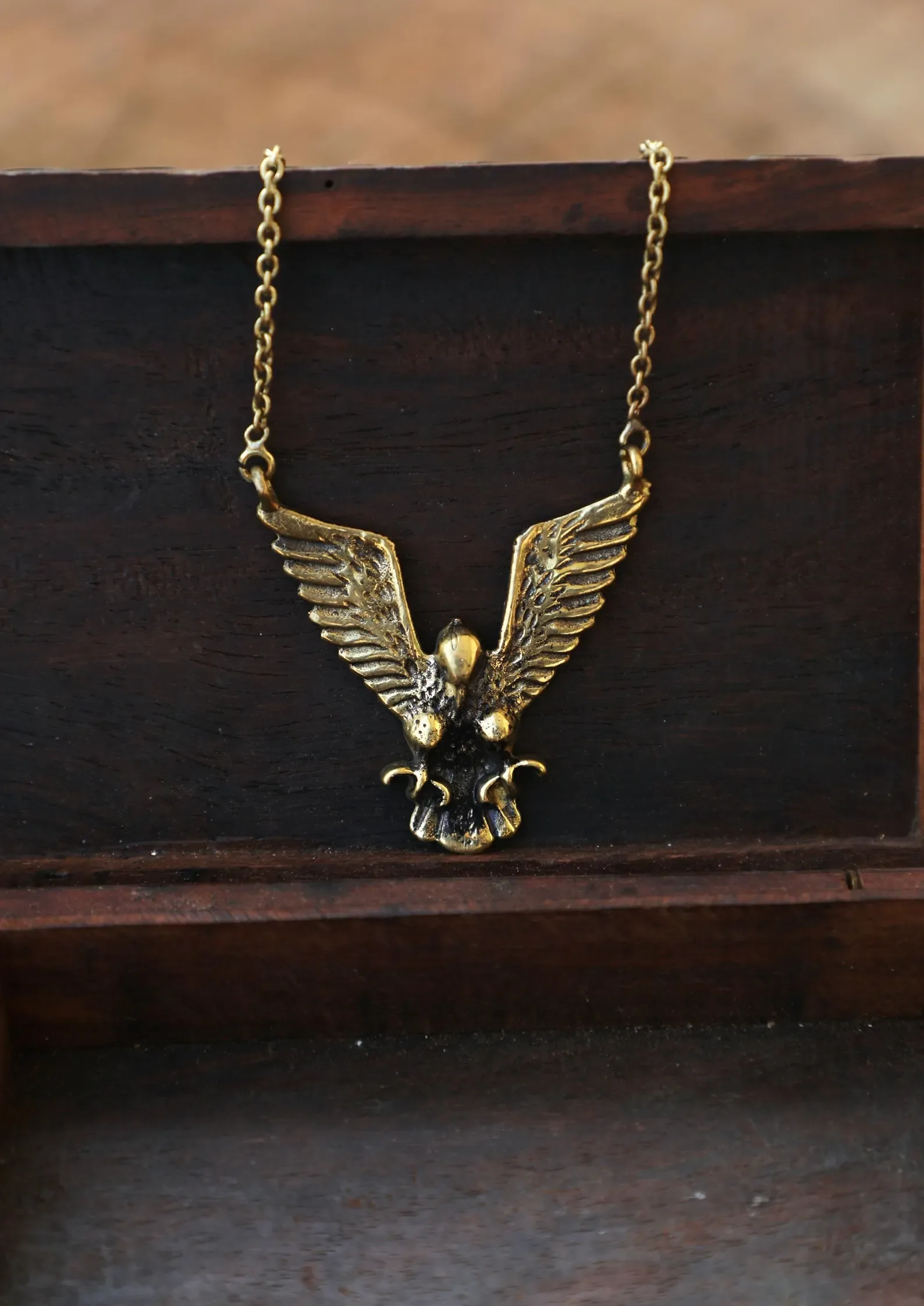 Gold Eagle Wing Spirit Necklace