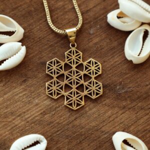 Collier pendentif en or Fleur sacrée de la Vie