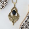 Collier pendentif en forme de goutte de larme en forme d’aile de serpent en labradorite