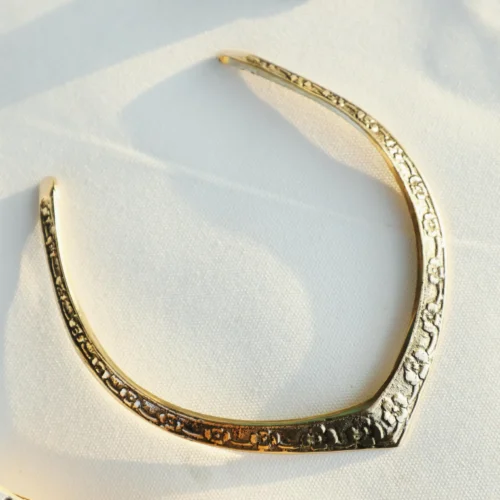 Floral Engraved Crescent Cuff Choker