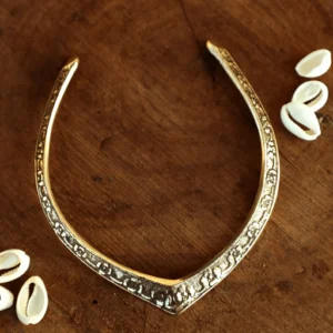 Floral Engraved Crescent Cuff Choker