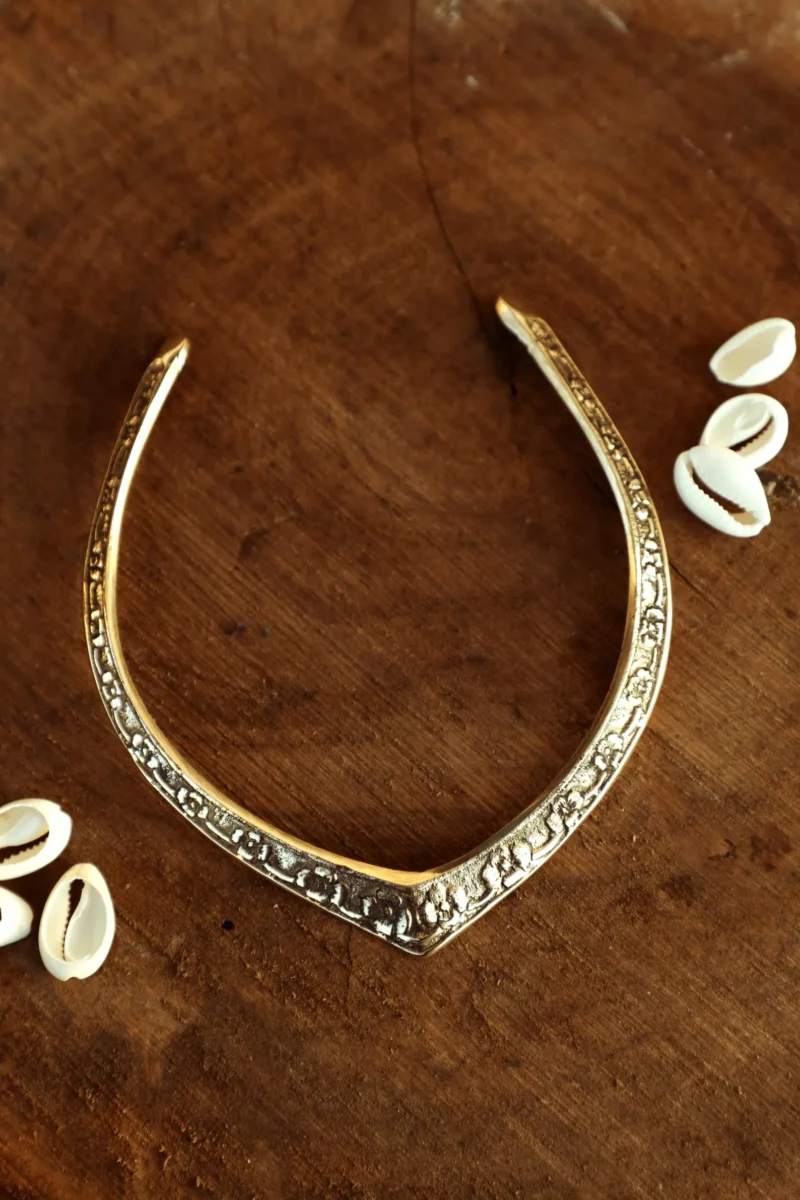 Floral Engraved Crescent Cuff Choker