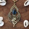 Collier pendentif en forme de goutte de larme en forme d’aile de serpent en labradorite
