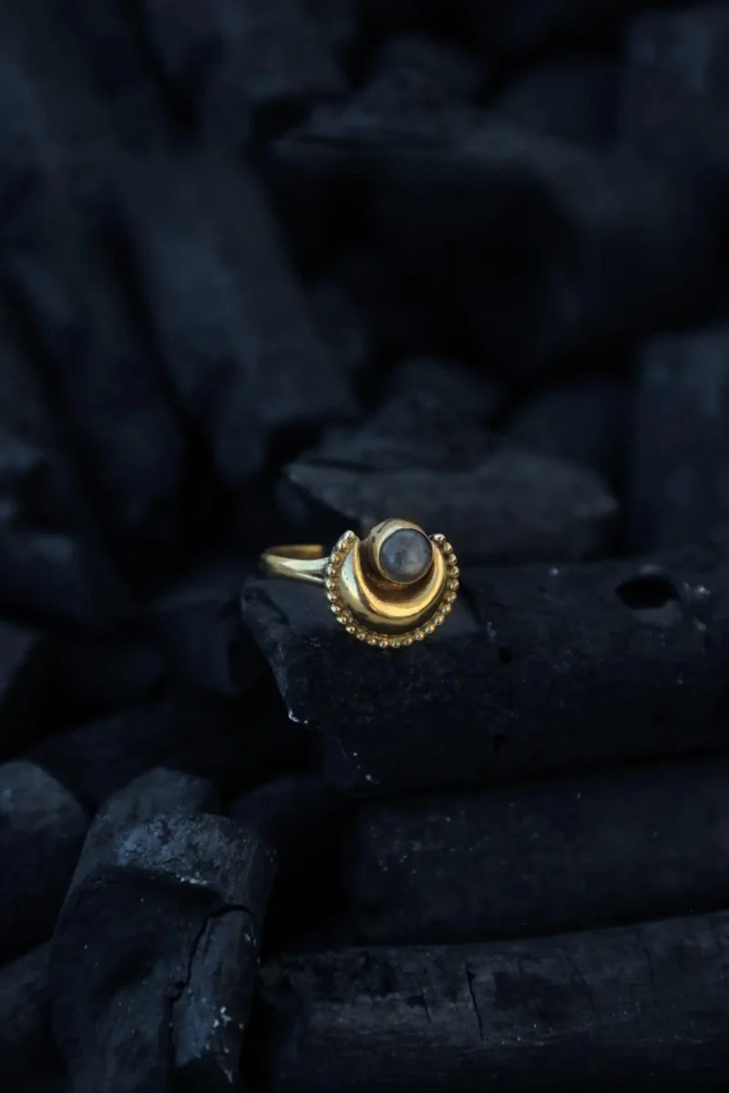 Lunar Crescent Moonstone Ring