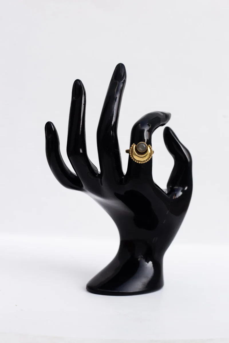 Lunar Crescent Moonstone Ring