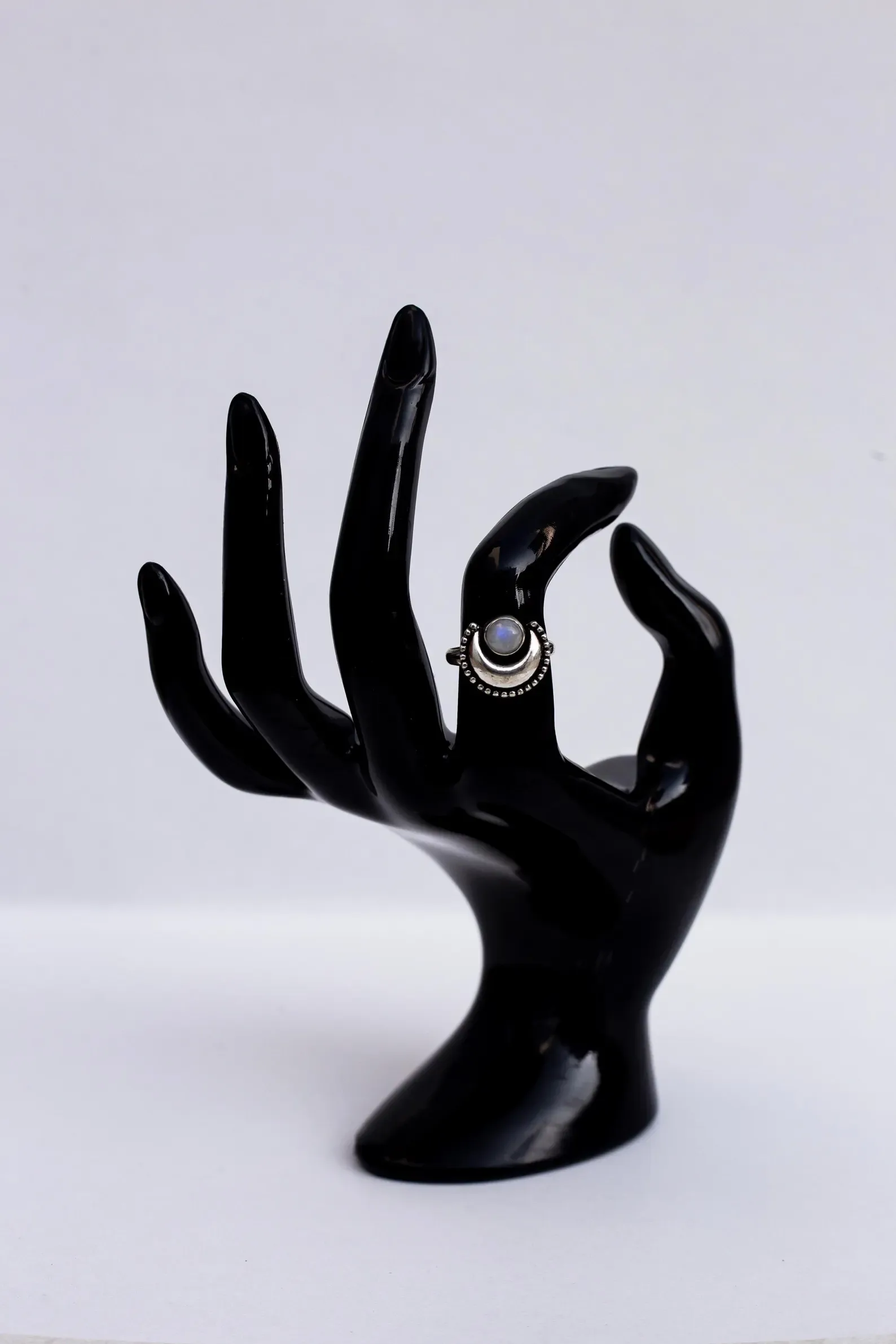 Lunar Crescent Moonstone Ring