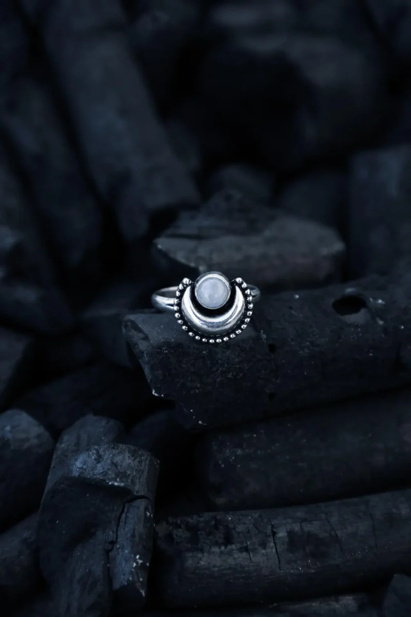 Lunar Crescent Moonstone Ring