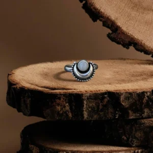 Lunar Crescent Moonstone Ring