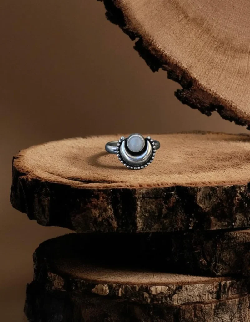 Lunar Crescent Moonstone Ring