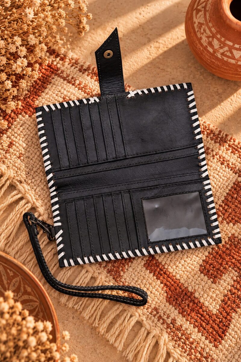 Sunflower Bloom Hand-Tooled Wristlet Wallet