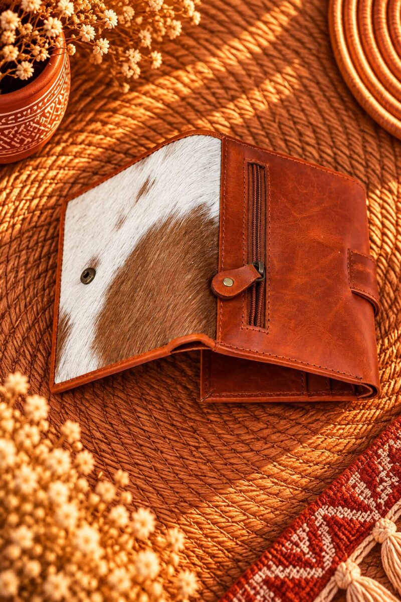 Goat Fur & Leather Western Long Wallet
