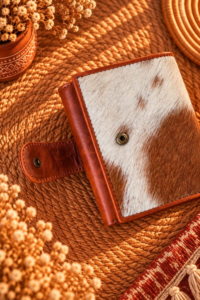 Goat Fur & Leather Western Long Wallet