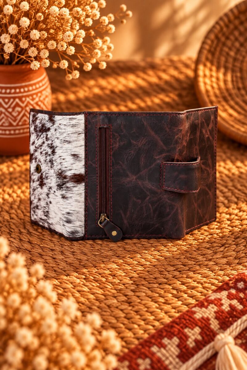 Goat Fur & Leather Western Long Wallet