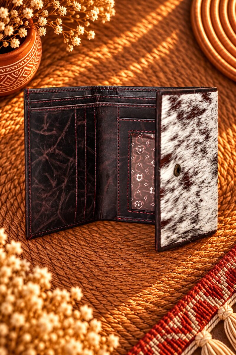 Goat Fur & Leather Western Long Wallet