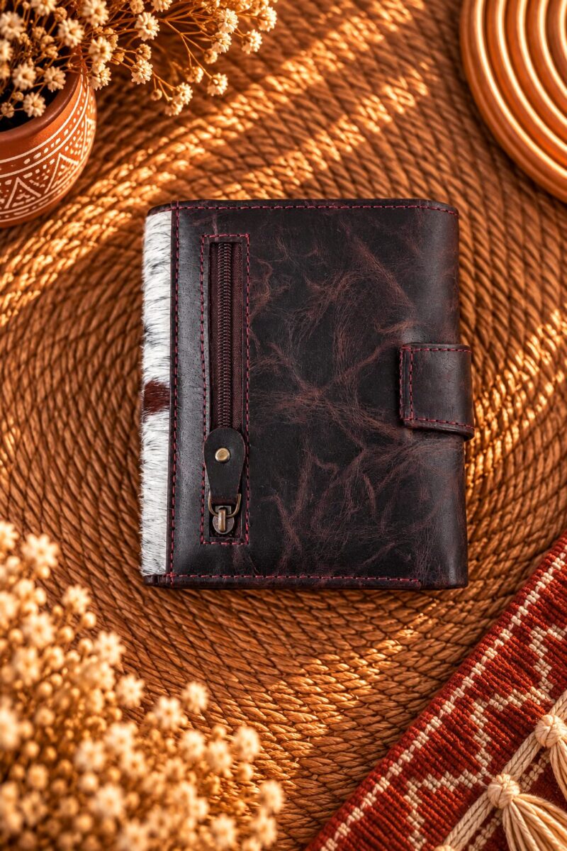 Goat Fur & Leather Western Long Wallet