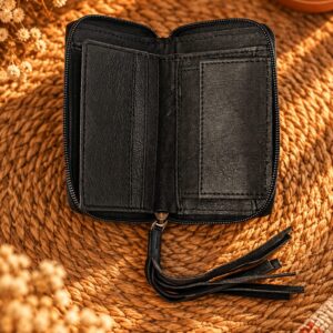 Western Floral Leather Zip Wallet