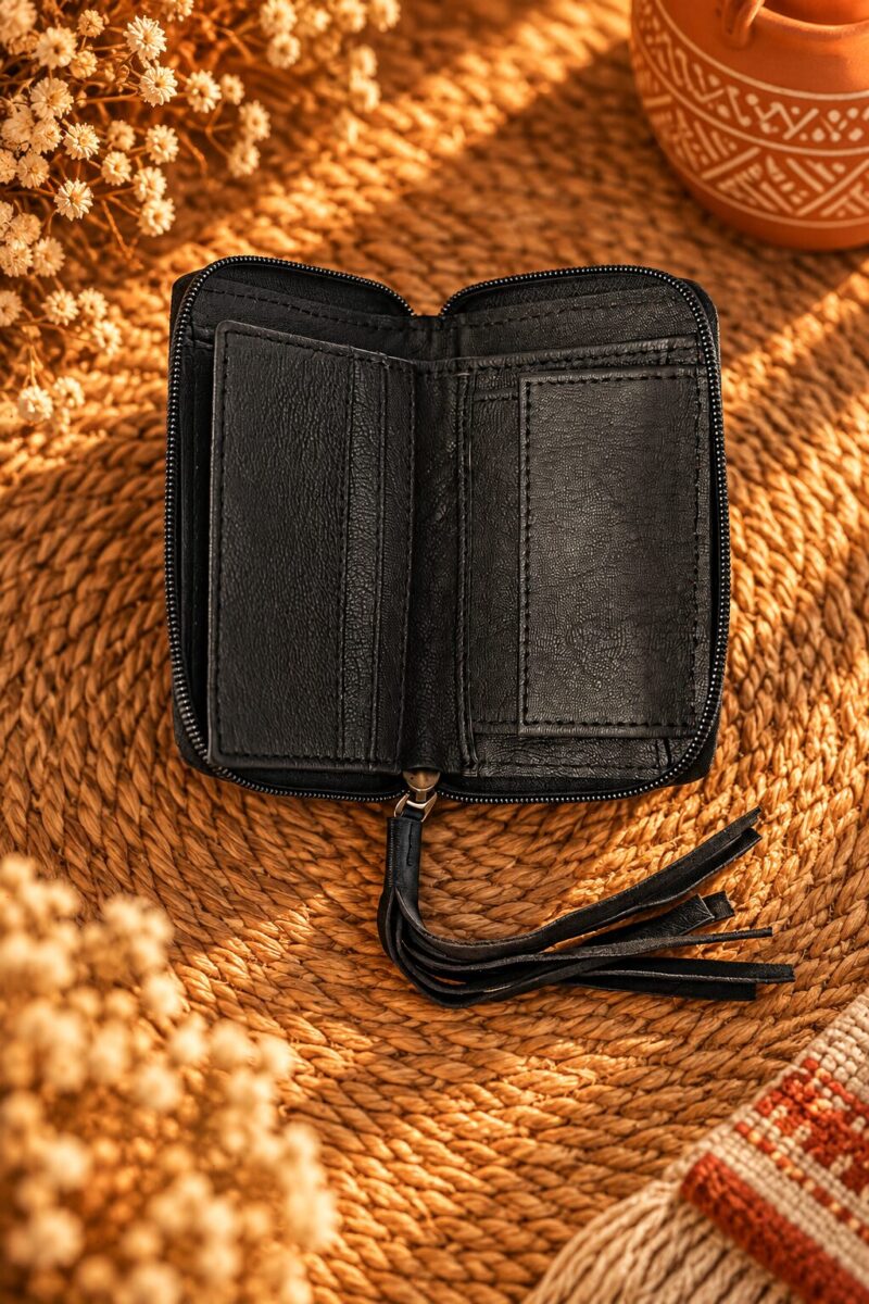 Western Floral Leather Zip Wallet