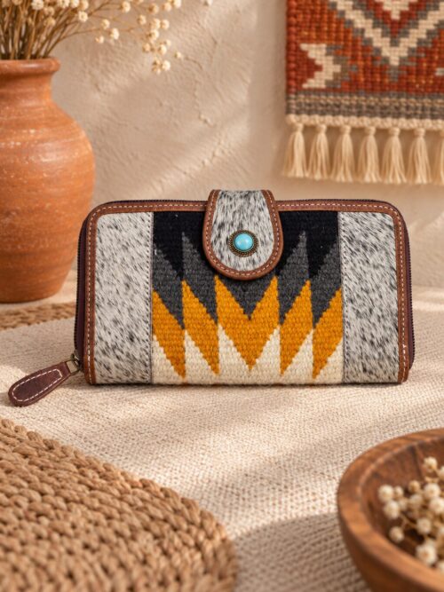 Goat Fur & Woven Rug Western Clutch