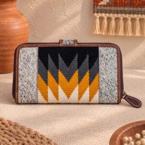 Goat Fur & Woven Rug Western Clutch