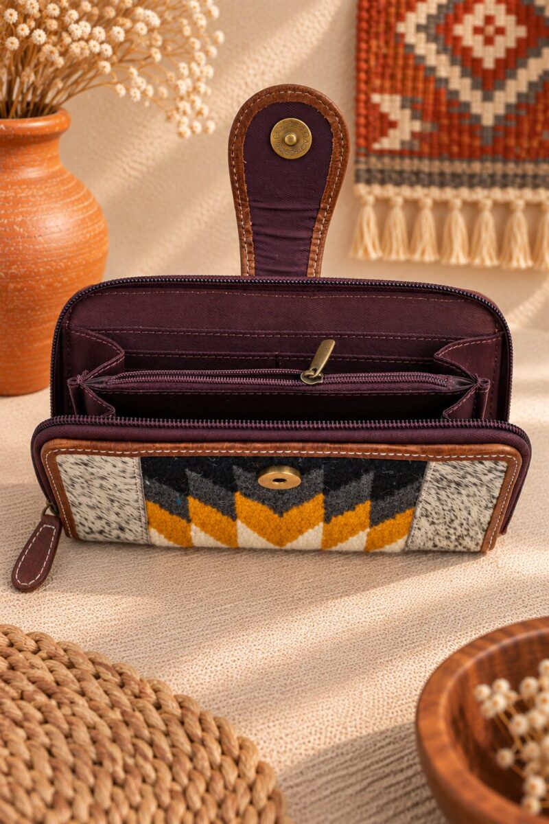 Goat Fur & Woven Rug Western Clutch