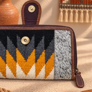 Goat Fur & Woven Rug Western Clutch