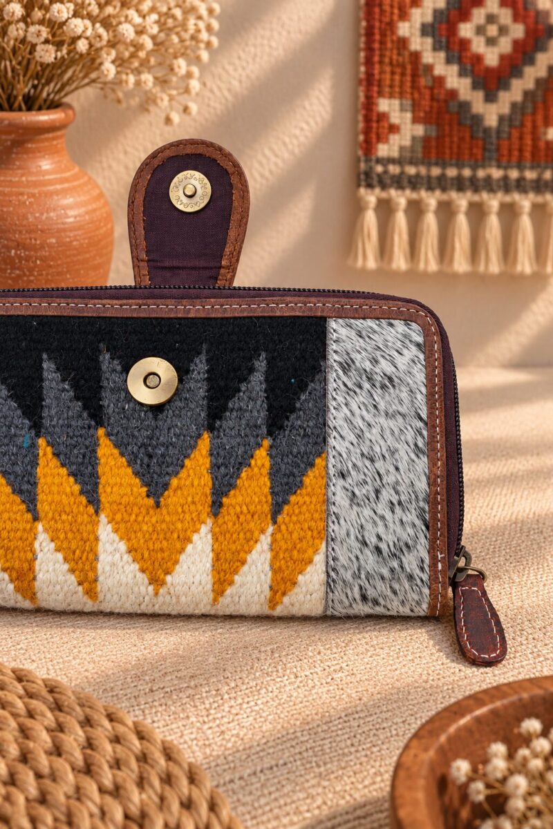 Goat Fur & Woven Rug Western Clutch