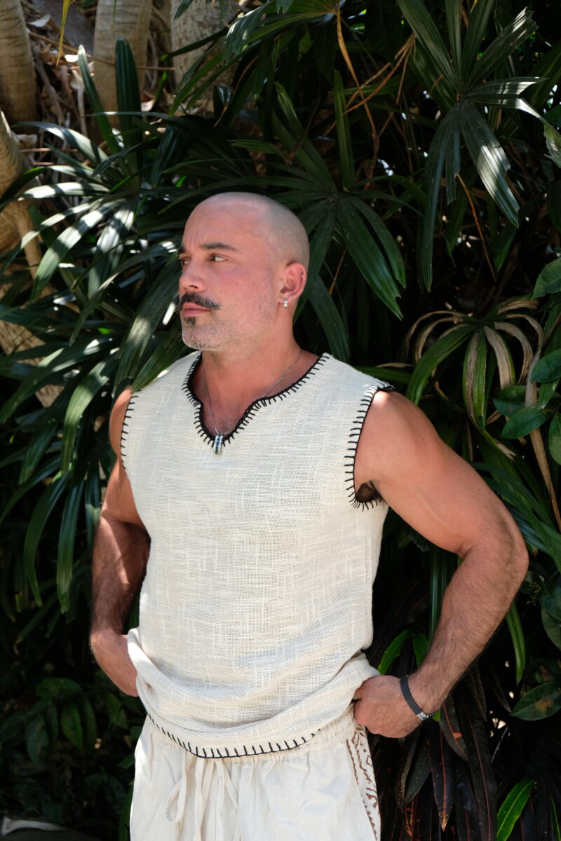 Raw Cotton V-Neck Vest