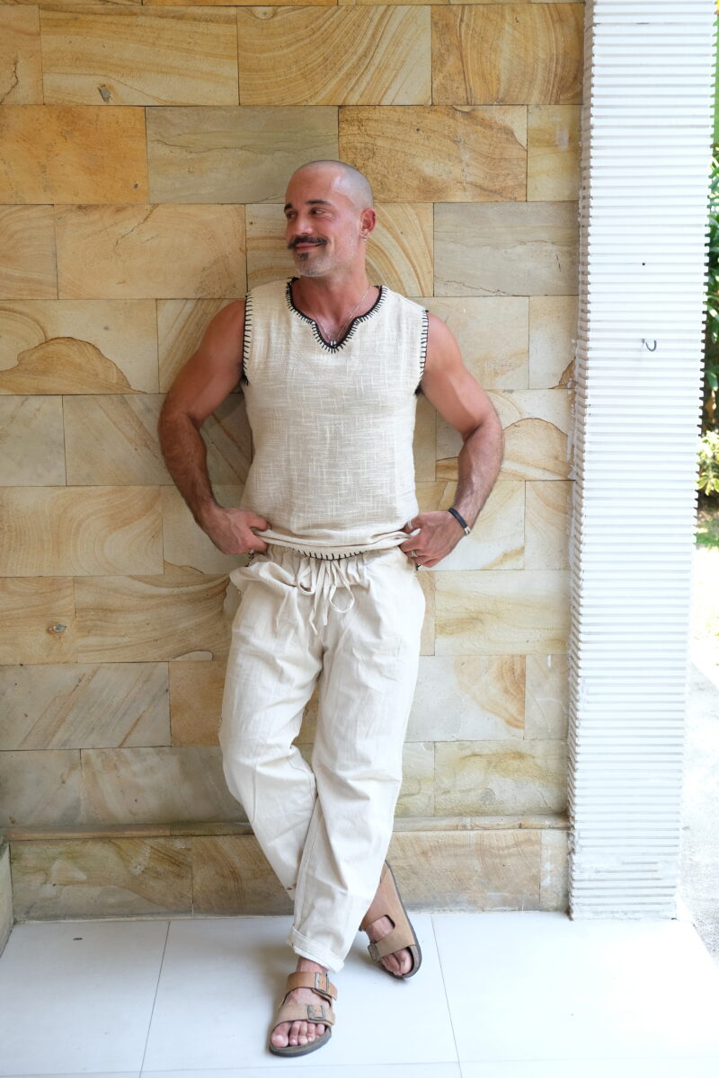 Raw Cotton V-Neck Vest