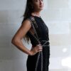 Vestido Maxi con flecos de medianoche