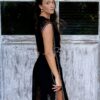 Vestido Maxi con flecos de medianoche