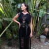 Vestido Maxi con flecos de medianoche