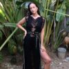 Vestido Maxi con flecos de medianoche