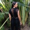 Vestido Maxi con flecos de medianoche
