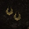 Antique Gold Floral Hoop Earrings