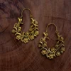 Antique Gold Floral Hoop Earrings