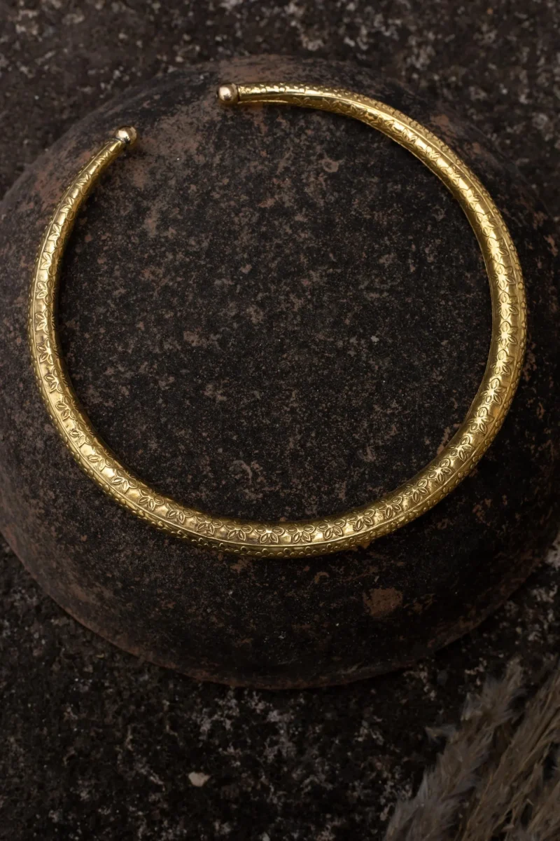 Floral Engraved Brass Torque