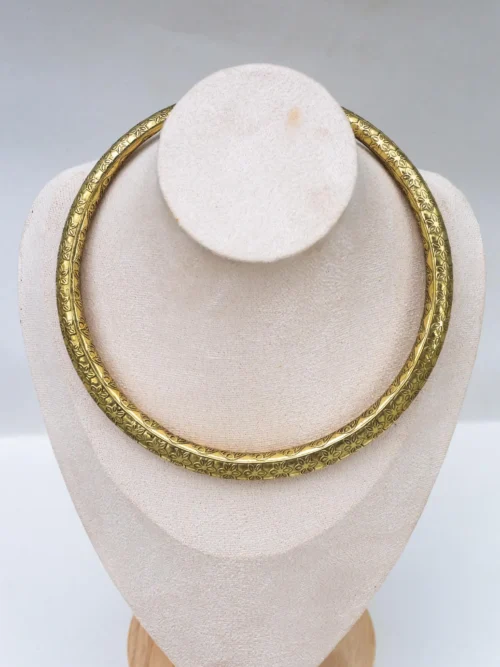 Floral Engraved Brass Torque