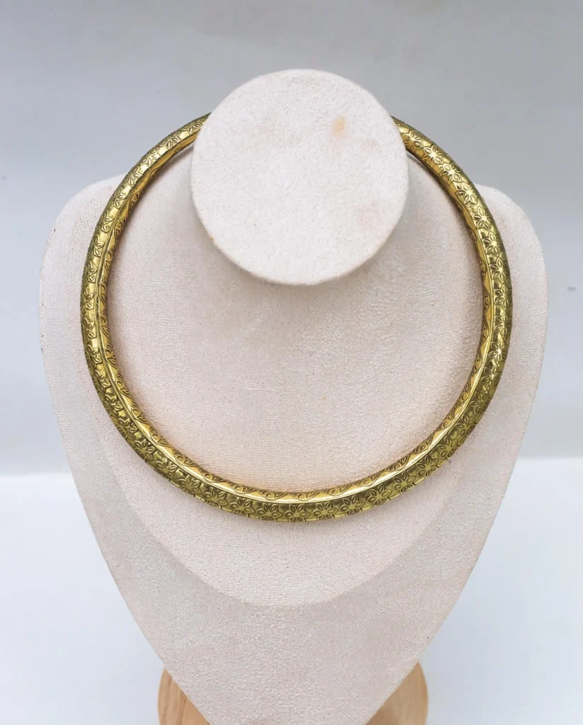 Floral Engraved Brass Torque