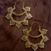 Antique Gold Fan Drop Earrings