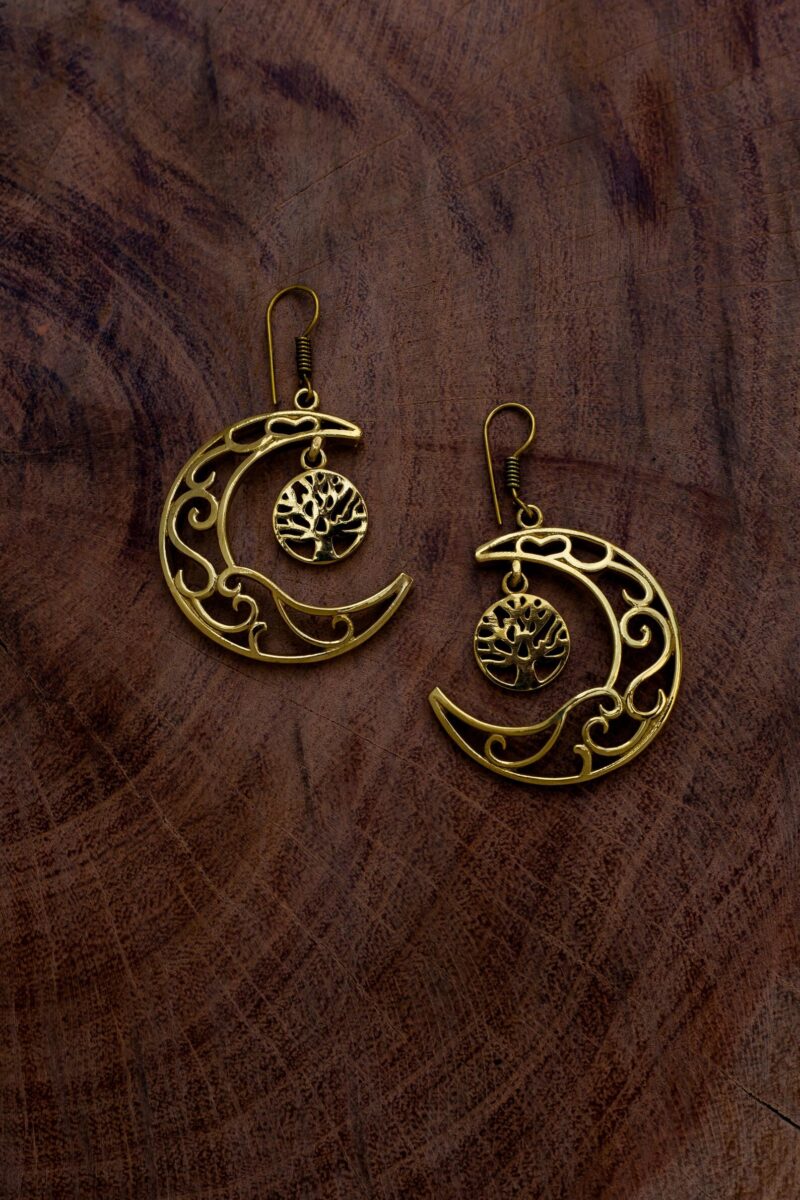 Crescent Moon Tree of Life Earrings