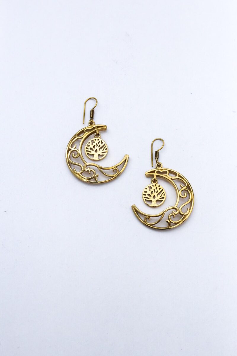 Crescent Moon Tree of Life Earrings