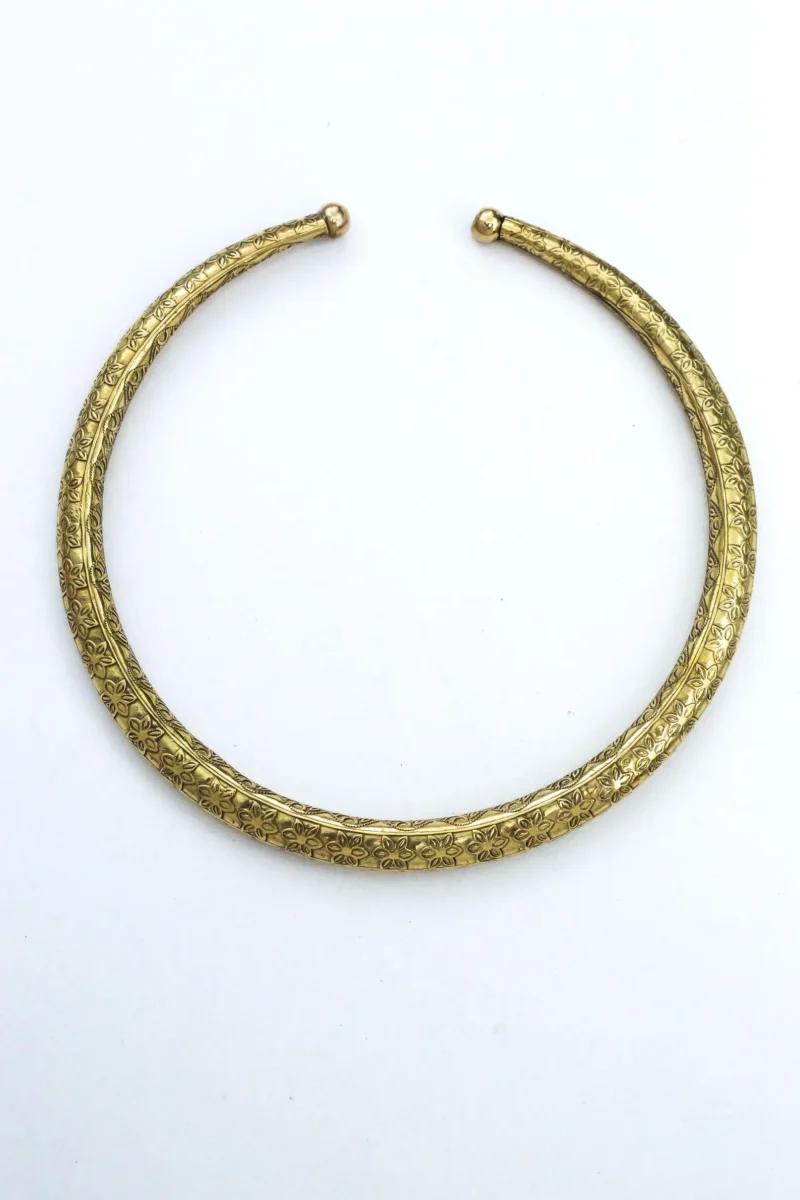 Floral Engraved Brass Torque