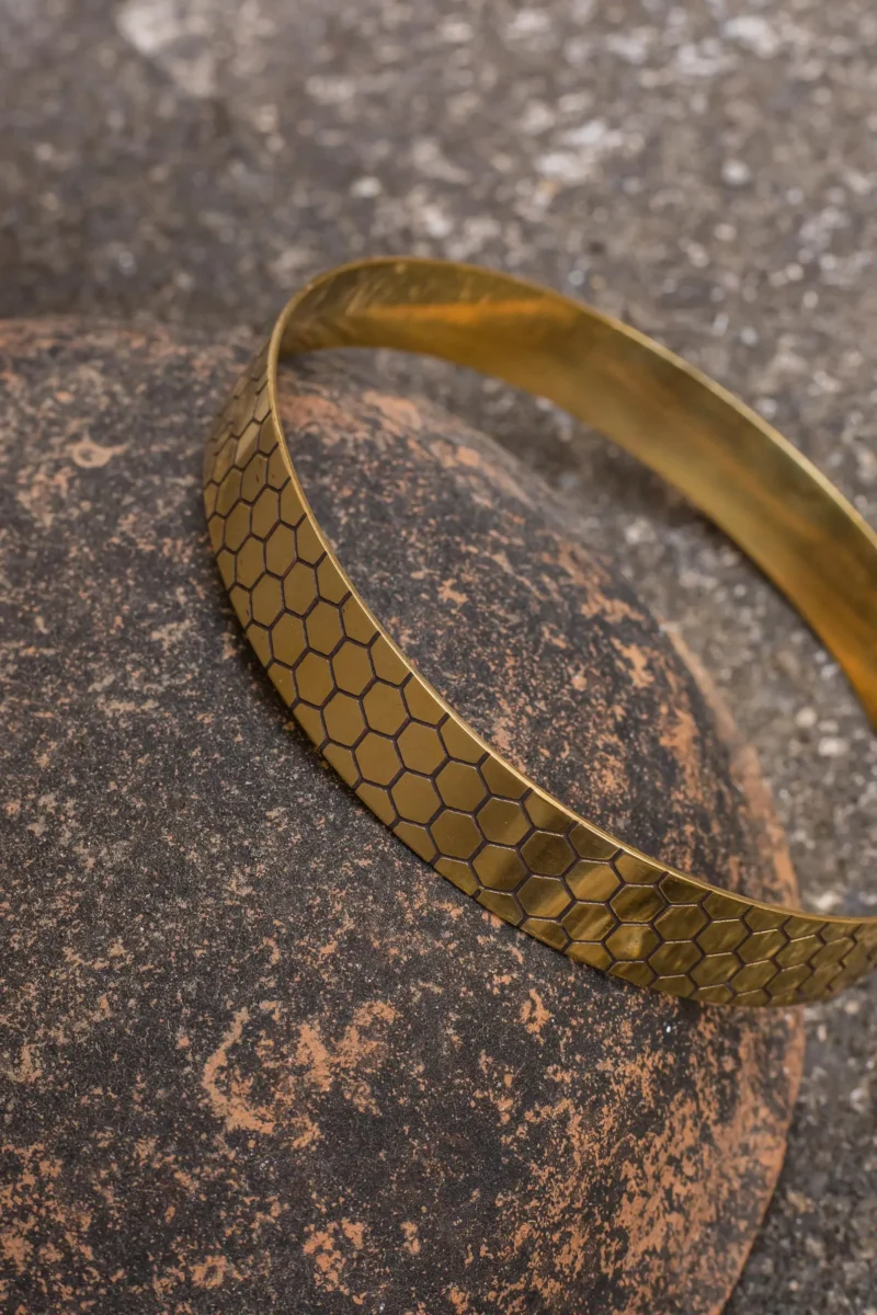 Brass Honeycomb Cuff Necklace