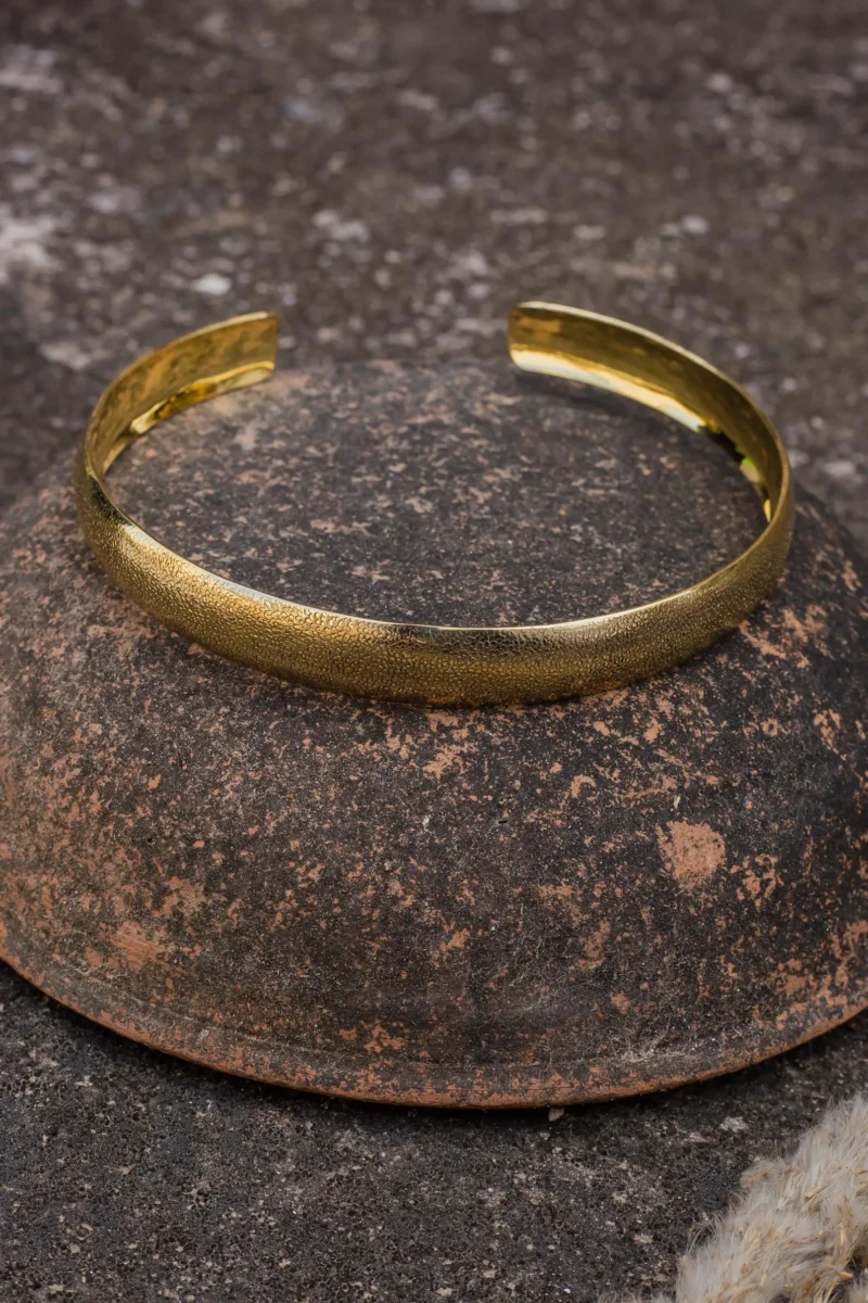Brass Torque Textured Cuff Necklace