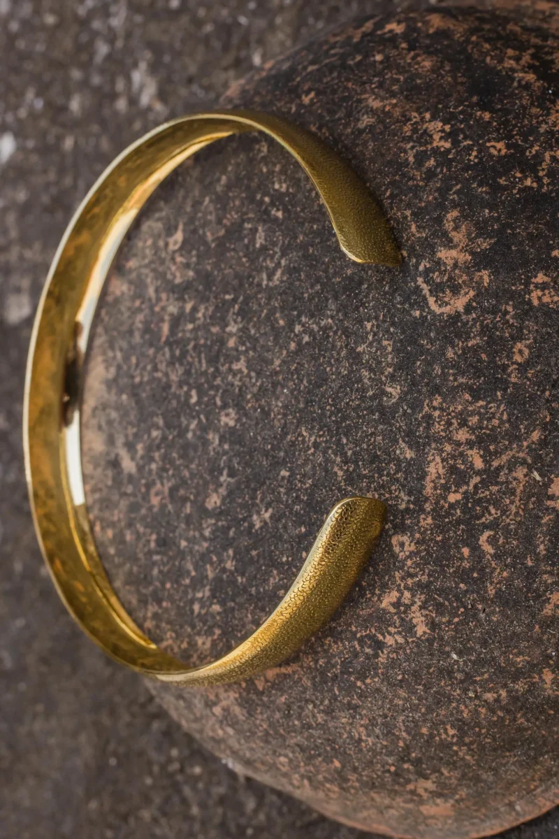Brass Torque Textured Cuff Necklace