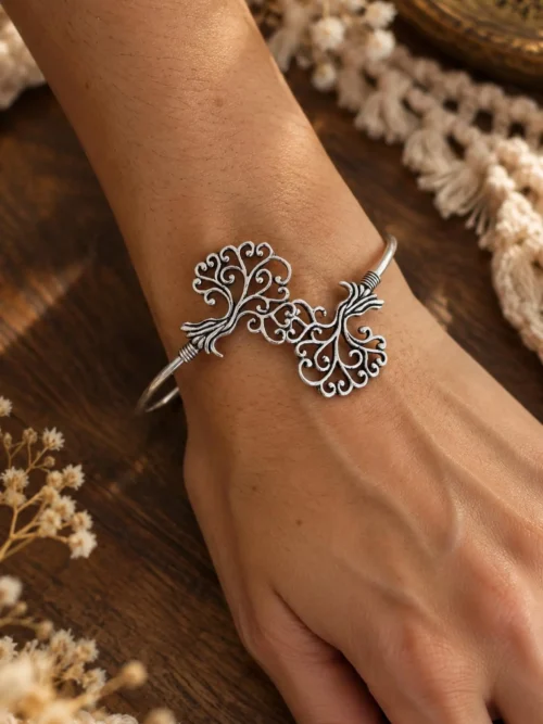 Tree of Life Silver Cuff Bracelet